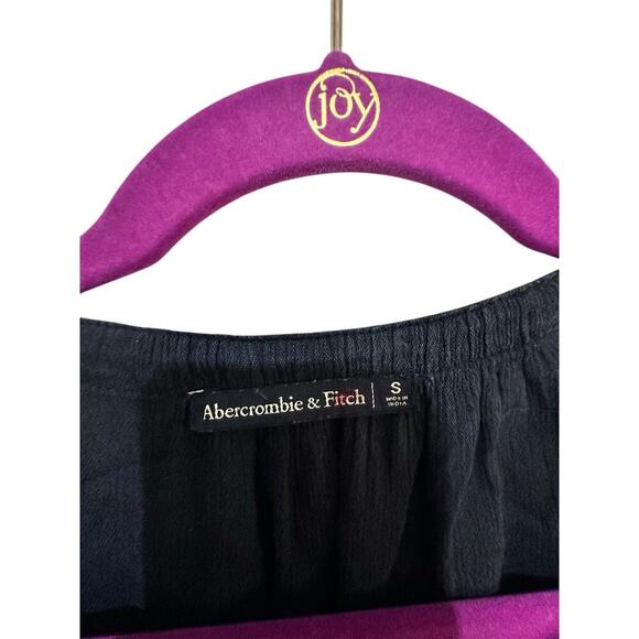 Abercrombie & Fitch Women's Navy Blue V-Neck Boho Embroidered Blouse Top Size S - Picture 3 of 4